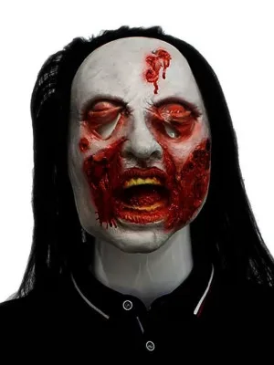 Maska Zombie s Dlhými Čiernymi Vlasmi