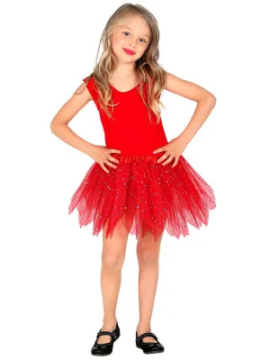Červená Tutu Sukňa s Trblietkami 30 cm